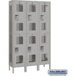 15" Wide Double Tier Vented Metal Locker - 3 Wide - 6 Feet High - 15" Deep by Salsbury - Image 4