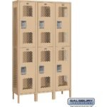 15" Wide Double Tier Vented Metal Locker - 3 Wide - 6 Feet High - 15" Deep by Salsbury - Image 6