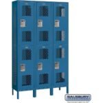 15" Wide Double Tier Vented Metal Locker - 3 Wide - 6 Feet High - 15" Deep by Salsbury