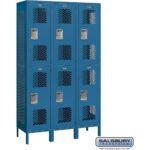 15" Wide Double Tier Vented Metal Locker - 3 Wide - 6 Feet High - 18" Deep by Salsbury - Image 2