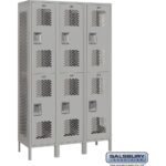 15" Wide Double Tier Vented Metal Locker - 3 Wide - 6 Feet High - 18" Deep by Salsbury - Image 4
