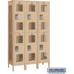 15" Wide Double Tier Vented Metal Locker - 3 Wide - 6 Feet High - 18" Deep by Salsbury - Image 5