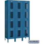 15" Wide Four Tier Vented Metal Locker - 3 Wide - 6 Feet High - 18" Deep by Salsbury