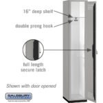 15" Wide Single Tier Heavy Duty Plastic Locker - 1 Wide - 6 Feet High - 18" Deep - Gray by Salsbury - Image 3