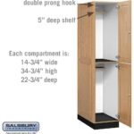 16" Wide Double Tier Solid Oak Executive Wood Locker - 1 Wide - 6 Feet High - 24" Deep - Light Oak by Salsbury - Image 3
