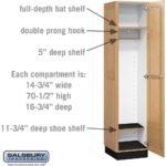 16" Wide Single Tier Solid Oak Executive Wood Locker - 1 Wide - 6 Feet High - 18" Deep - Light Oak by Salsbury - Image 3