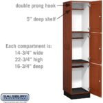 16" Wide Triple Tier Solid Oak Executive Wood Locker - 1 Wide - 6 Feet High - 18" Deep - Medium Oak by Salsbury - Image 3