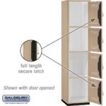 18" Wide Four Tier Heavy Duty Plastic Locker - 1 Wide - 6 Feet High - 18" Deep - Tan by Salsbury - Image 3