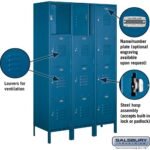 18" Wide Four Tier Standard Metal Locker - 3 Wide - 6 Feet High - 18" Deep by Salsbury - Image 7