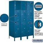 18" Wide Four Tier Standard Metal Locker - 3 Wide - 6 Feet High - 21" Deep by Salsbury - Image 7