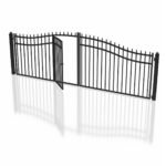 16'x7' Steel Dual Swing Driveway Gate with Built-In Pedestrian Door - Image 3