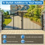 16'x7' Steel Dual Swing Driveway Gate with Built-In Pedestrian Door - Image 8