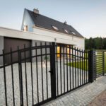 16'x7' Steel Dual Swing Driveway Gate with Built-In Pedestrian Door - Image 4