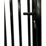 16'x7' Steel Dual Swing Driveway Gate with Built-In Pedestrian Door - Image 9