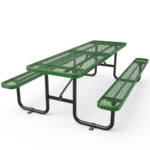 8 ft Metal Picnic Tables for Outdoors, Rectangle Coated Steel Patio Furniture Set - Image 3