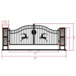 20ft Wrought Steel Garden Driveway Gate with Post - Image 3