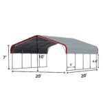 20x20 ft Heavy Duty Metal Garage Carport - Image 2