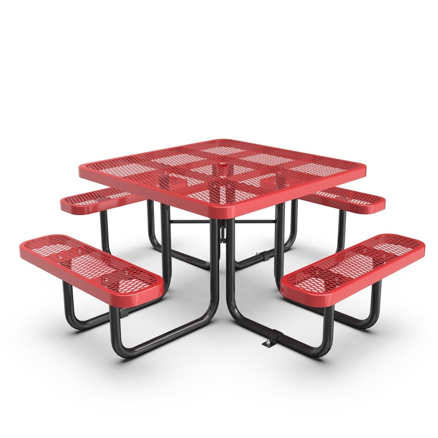 46-square-picnic-table-with-umbrella-hole-red_1 46" Square Picnic Table With Umbrella Hole - Image 1