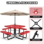 46" Square Picnic Table With Umbrella Hole - Image 5