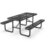 6 ft Metal Picnic Tables for Outdoors, Rectangle Coated Steel Patio Furniture Set - Image 2