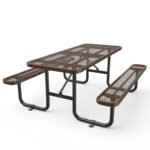 6 ft Metal Picnic Tables for Outdoors, Rectangle Coated Steel Patio Furniture Set - Image 4