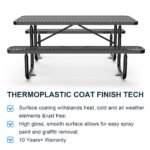6 ft Metal Picnic Tables for Outdoors, Rectangle Coated Steel Patio Furniture Set - Image 12