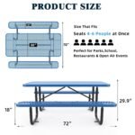 6 ft Metal Picnic Tables for Outdoors, Rectangle Coated Steel Patio Furniture Set - Image 5