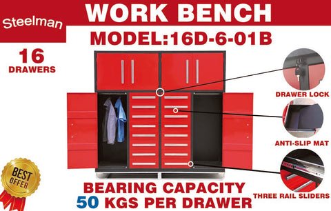 Steelman 7' Garage Storage Cabinets (16 Drawers)