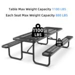 8 ft Metal Picnic Tables for Outdoors, Rectangle Coated Steel Patio Furniture Set - Image 6