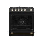 FORNO Espresso Leonardo 30" 5 cu. ft. Gas Range in Black with Antique Brass Handles, FFSGS1116-30BLK - Image 2