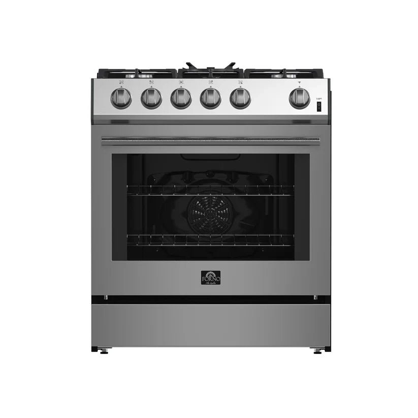Appliances_FFSGS1116-30S_2024_11_Front FORNO Espresso Leonardo 30" 5 cu. ft. Gas Range in Stainless Steel with Silver Handles, FFSGS1116-30 - Image 1