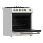 FORNO Espresso Leonardo 30" 5 cu. ft. Gas Range in White with Silver Handles, FFSGS1116-30WHT - Image 4