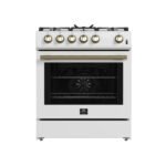 FORNO Espresso Leonardo 30" 5 cu. ft. Gas Range in White with Silver Handles, FFSGS1116-30WHT