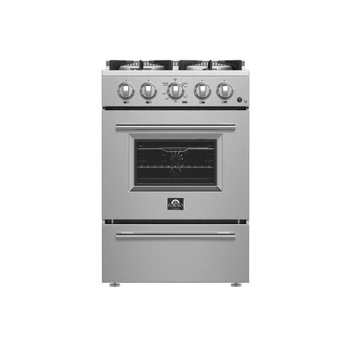 Appliances_FFSGS6272-24_2024_11_Front FORNO Breno 24" 2.3 cu. ft. Freestanding Gas Range with 4 Sealed Burners in Stainless Steel, FFSGS6272-24 - Image 1