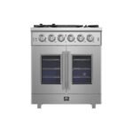 FORNO Massimo 30″ 4.32 cu. ft. Freestanding French Door Gas Range with 5 Burners, FFSGS6439-30