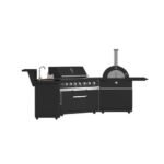 FORNO All’Aperto Outdoor Kitchen Set - 87,600 BTU Gas Grill with 4 Burners + Side Burner, Gas Pizza Oven, Sink Module/Beverage Center with Black Sintered Stone Countertop - Image 6