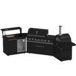 FORNO All’Aperto Outdoor Kitchen Set - 87,600 BTU Gas Grill with 4 Burners + Side Burner, Gas Pizza Oven, Sink Module/Beverage Center with Black Sintered Stone Countertop - Image 3