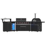 FORNO All’Aperto Outdoor Kitchen Set - 87,600 BTU Gas Grill with 4 Burners + Side Burner, Gas Pizza Oven, Sink Module/Beverage Center with Black Sintered Stone Countertop - Image 4