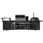 FORNO All’Aperto Outdoor Kitchen Set - 87,600 BTU Gas Grill with 4 Burners + Side Burner, Gas Pizza Oven, Sink Module/Beverage Center with Black Sintered Stone Countertop - Image 5