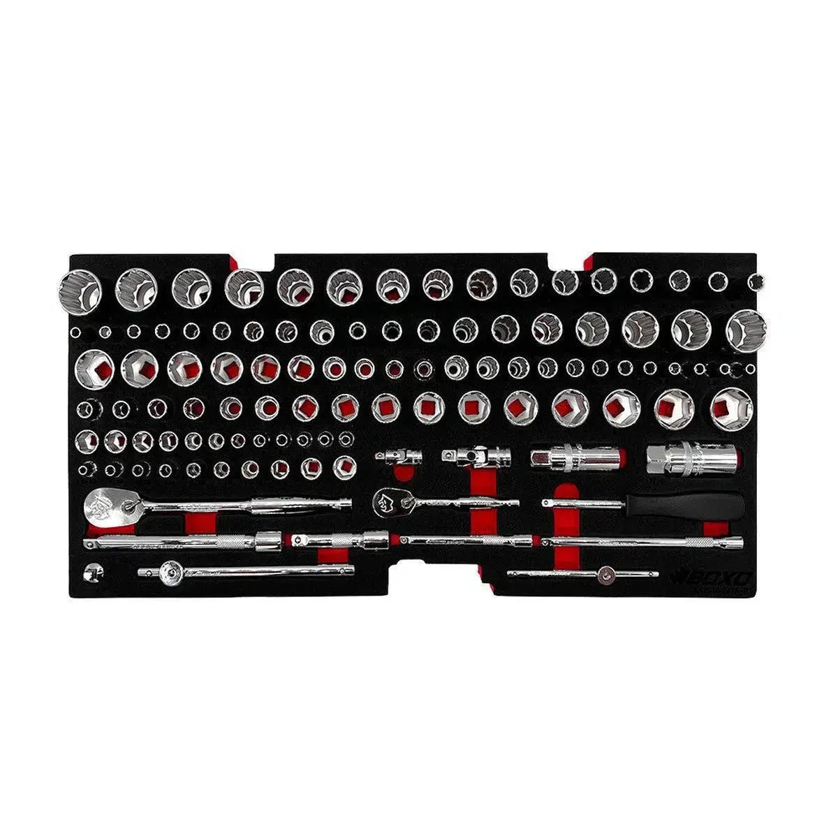 BoxoUSA-159-Piece-6-and-12-Point-Metric-and-SAE-Combo-Tool-Set-for-3-Drawer-Hand-Carry-Box-BXE003A-R2 Boxo 159-Piece, 6 and 12-Point, Metric and SAE Combo Tool Set for 3-Drawer Hand Carry Box - Image 1
