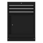 Boxo 26" 3-Drawer Cabinet with Front Door, Aluminum Handle, Dark Grey