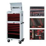 Boxo Pro Series | Loaded 26" 11-Drawer Rolling Tool Box | White and Red