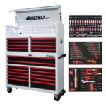 Boxo Pro Series | Loaded 53" 20-Drawer Rolling Tool Box | White and Red