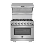 FORNO Capriasca 36" 5.36 cu. ft. Gas Range with 6 Italian Burners in Stainless Steel, FFSGS6260-36 - Image 6