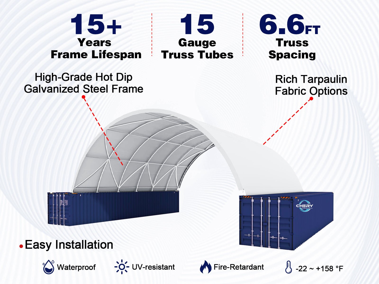 Gold Mountain Shipping Container Canopy Shelter 40'x40'x13' A+