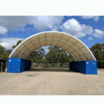 40'x40'x15' Double Truss Shipping Container Canopy Shelter, Outside - Image 4