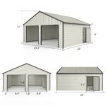 23' x 22' Double Garage Metal Shed with Side Entry Door - Image 4