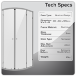 Quadrant Shower Entry Enclosure 800 x 800 x 1850mm with 6mm Tempered Glass - Chrome DH301 - Image 6