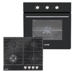 Integrated Fan-Assisted Oven with Timer & Black Glass Gas Hob Appliance Bundle – 60cm DH448