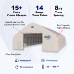 Double Truss Storage Shelter W70'xL120'xH28' - Image 4